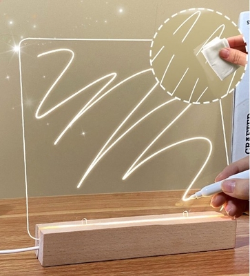 ซื้อ DIY อะคริลิค โน้ตที่ลบได้ LED Light Display Stand With Writing Pen แสงกลางคืนสีขาวอบอุ่น online manufacture
