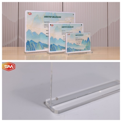 การออกแบบแนวตั้ง 10x15cm รูปทรง T ตัวถือป้ายอะคริลิก
